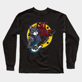 Beautiful cat as a music star Long Sleeve T-Shirt